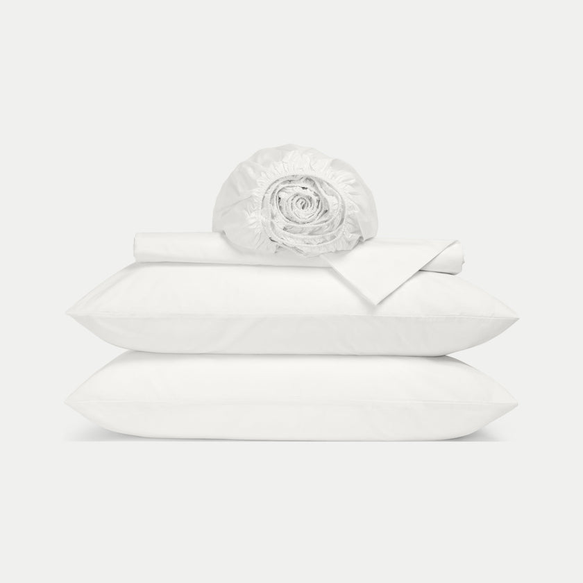 Bettwäsche Set & Spannbettlaken aus Perkal | Chalk White