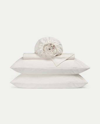 Bettwäsche-Set + Spannbettlaken aus ägyptischer Baumwolle Satin | Cream Bettwäsche-Set + Spannbettlaken aus ägyptischer Baumwolle Satin | Cream