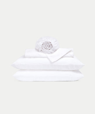 Bettwäsche Set & Spannbettlaken Gewaschenem Leinen | Weiss Bettwäsche Set & Spannbettlaken Gewaschenem Leinen | Weiss