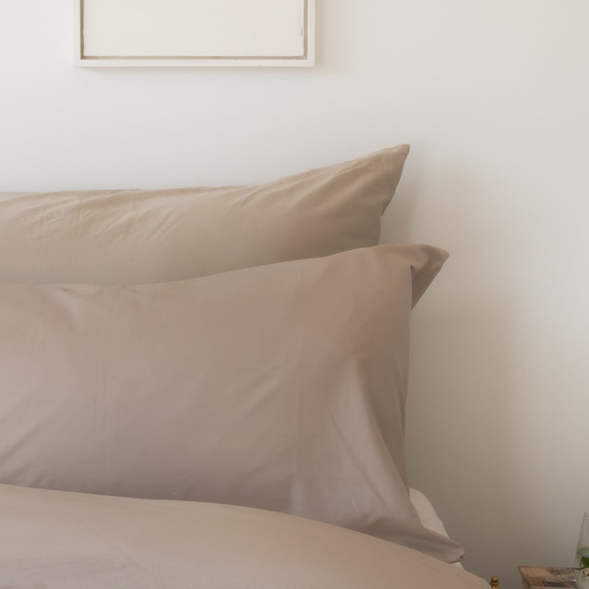2er-Set Kissenbezüge Ägyptische Baumwolle Perkal 400 TC | Latte