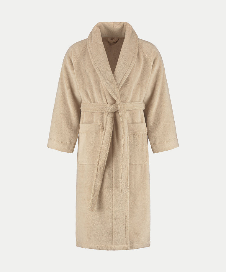 Bademantel Zero-Twist-Baumwolle mit Bestickung | Latte