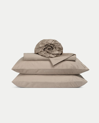 Bettbezug-Set & Spannbettlaken ägyptische Baumwolle Satin | Champagner Bettbezug-Set & Spannbettlaken ägyptische Baumwolle Satin | Champagner