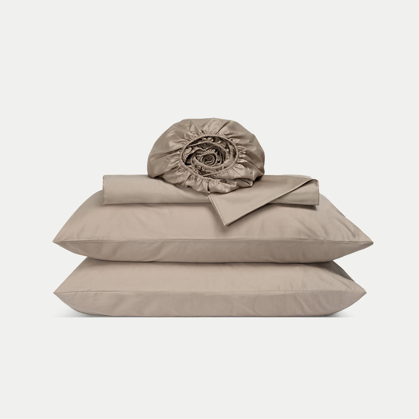 Bettbezug-Set & Spannbettlaken ägyptische Baumwolle Satin | Champagner