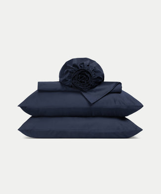 Bettwäsche Set & Spannbettlaken aus Satin | Harbour Blue Bettwäsche Set & Spannbettlaken aus Satin | Harbour Blue
