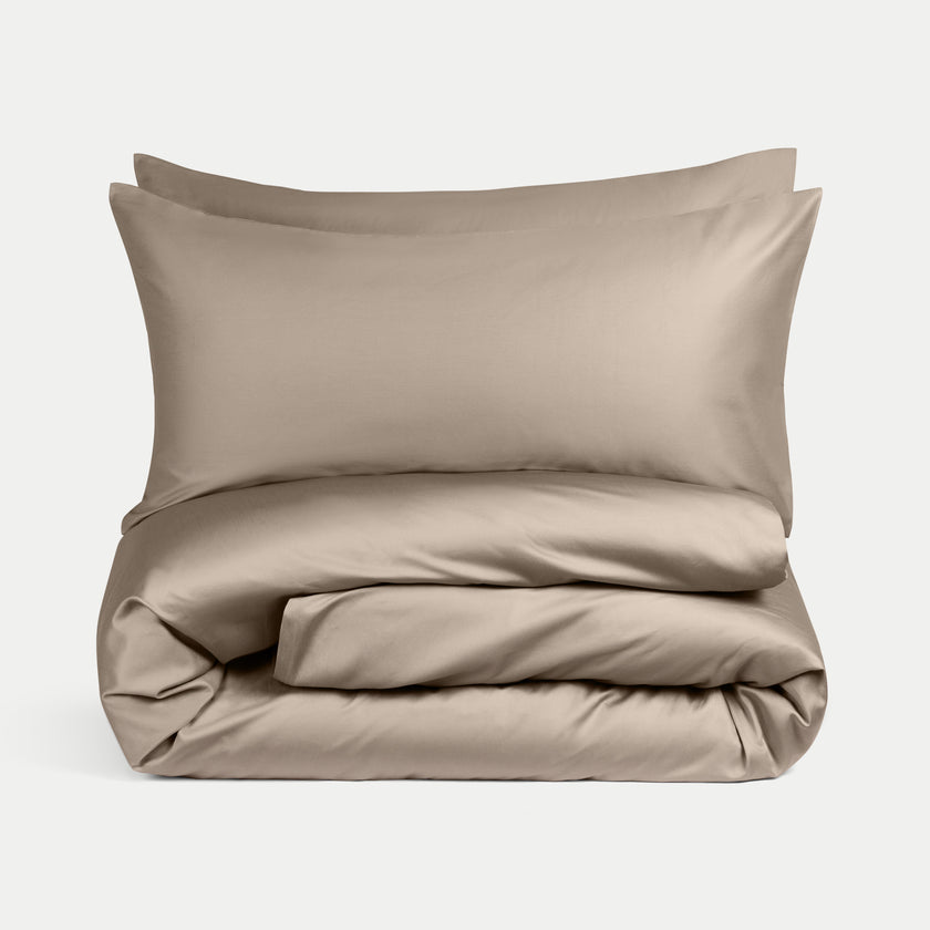 Bettwäsche-Set + Spannbettlaken aus ägyptischer Baumwolle Satin | Champagne