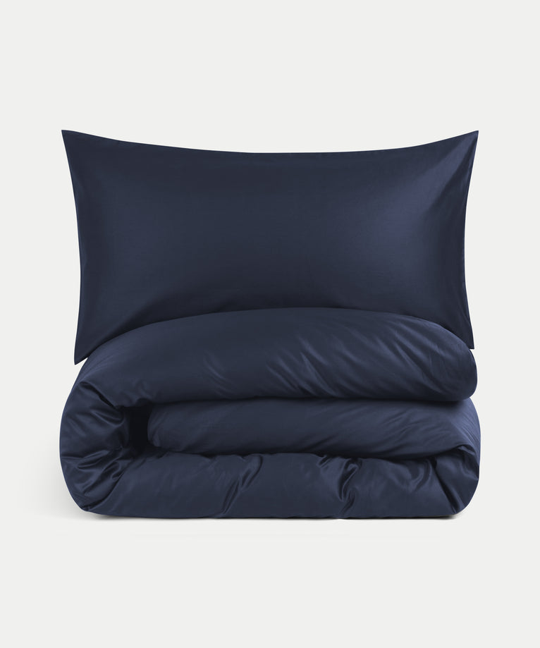 Bettwäsche Set & Spannbettlaken aus Satin | Harbour Blue