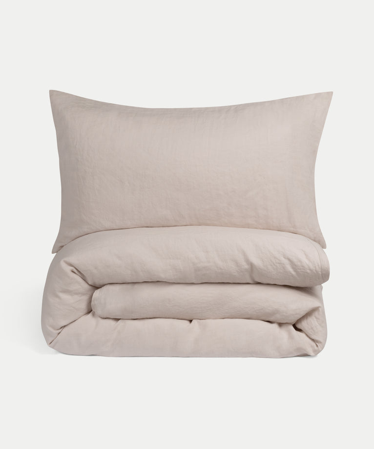 Bettwäsche Set & Spannbettlaken Gewaschenem Leinen | Oat