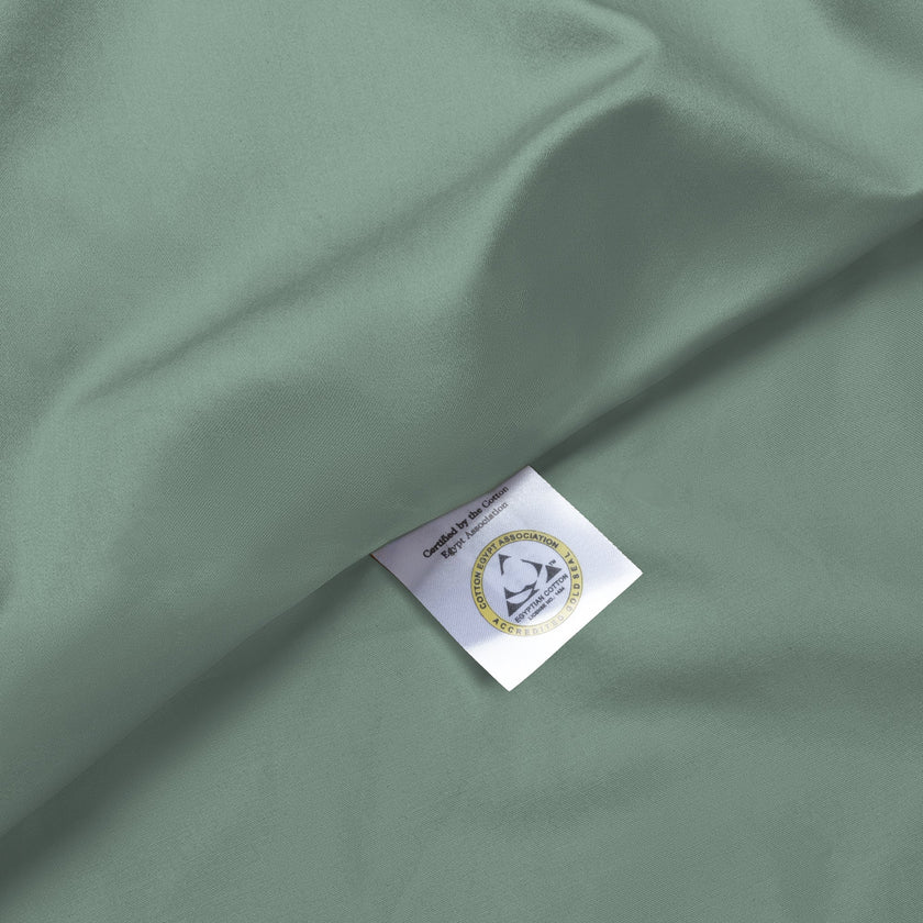 Kinderbettbezug ägyptische Baumwolle Satin 400TC Salbeigrün - Petit Hôtel