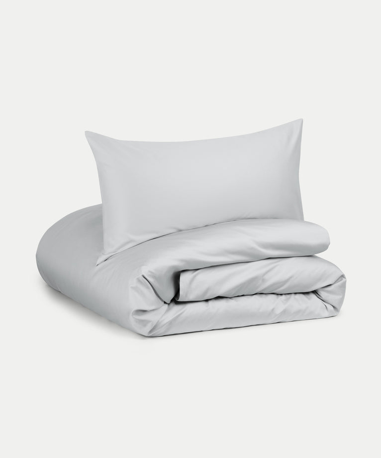 Kinderbettbezug ägyptische Baumwolle Perkal 400TC Silver Grey - Petit Hôtel