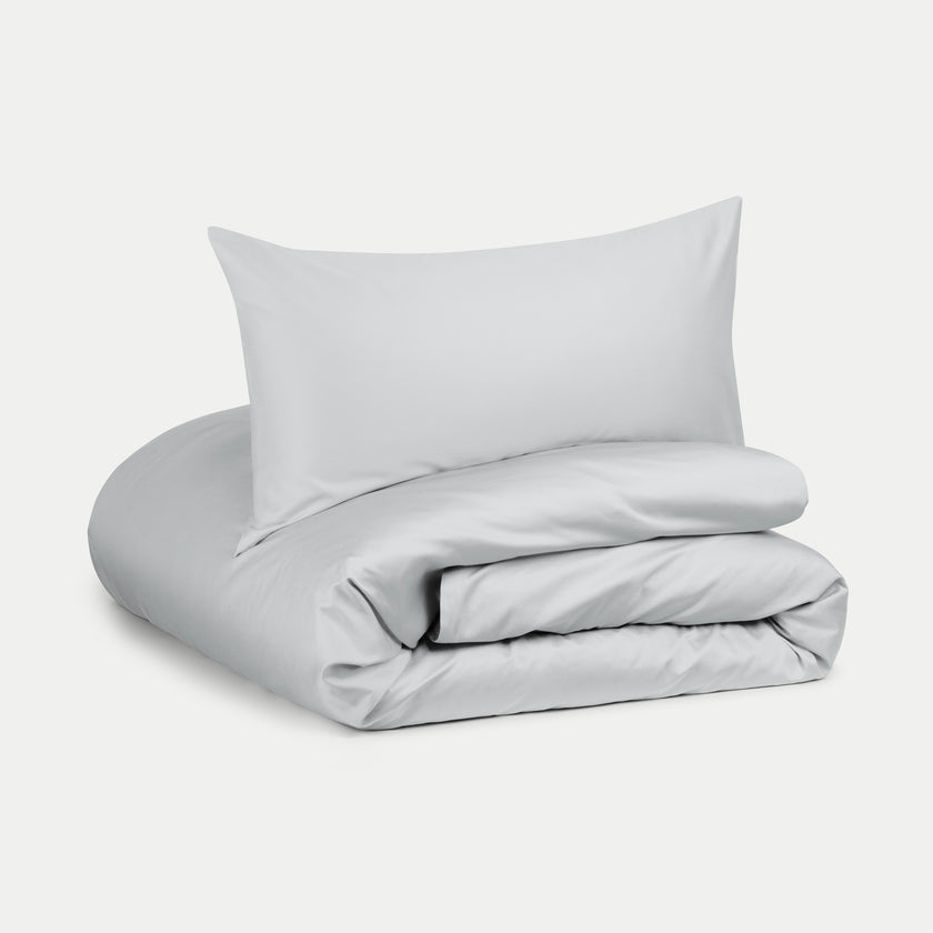 Kinderbettbezug ägyptische Baumwolle Perkal 400TC Silver Grey - Petit Hôtel