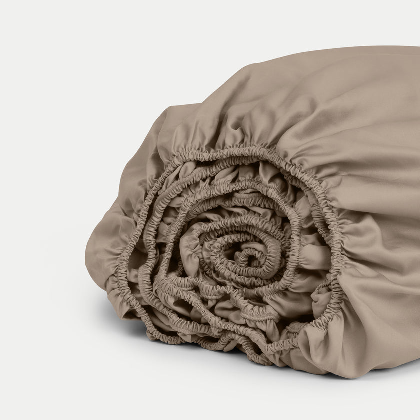 Spannbettlaken ägyptische Baumwolle Satin 400TC | Champagner