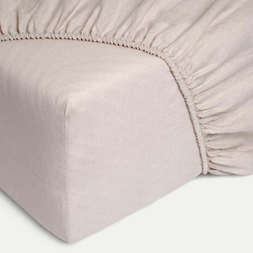 Bettwäsche Set & Spannbettlaken Gewaschenem Leinen | Oat