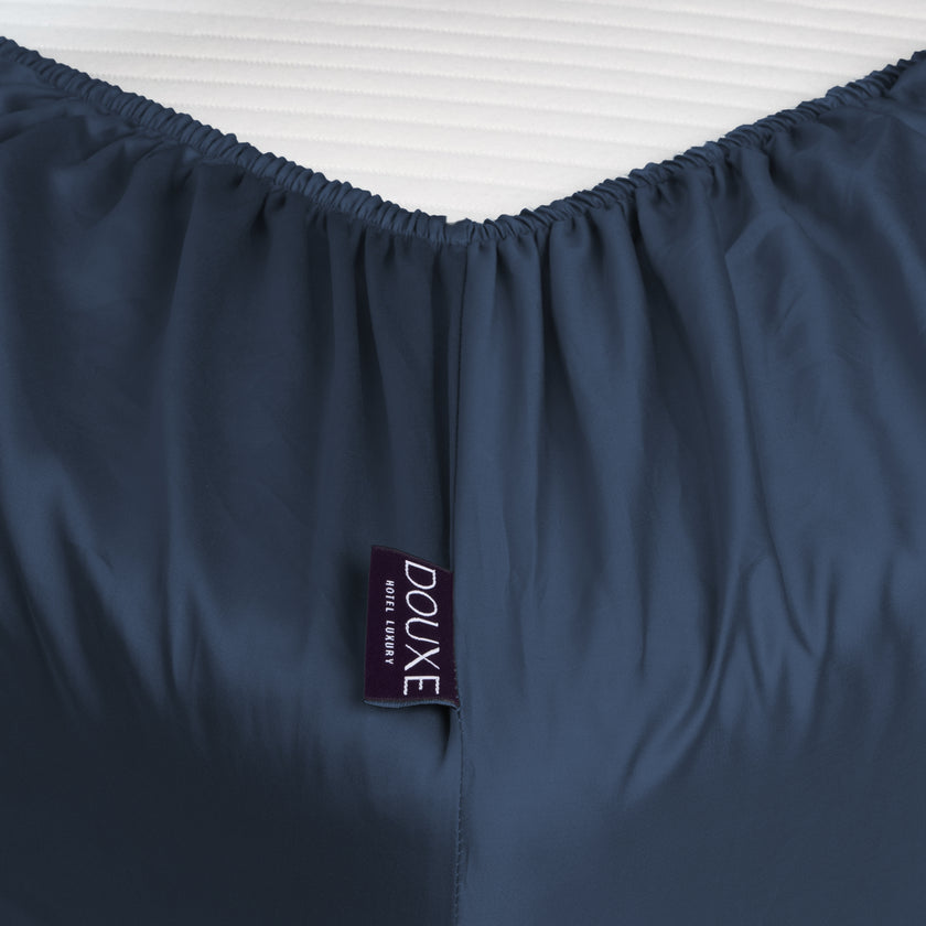 Bettwäsche Set & Spannbettlaken aus Satin | Harbour Blue
