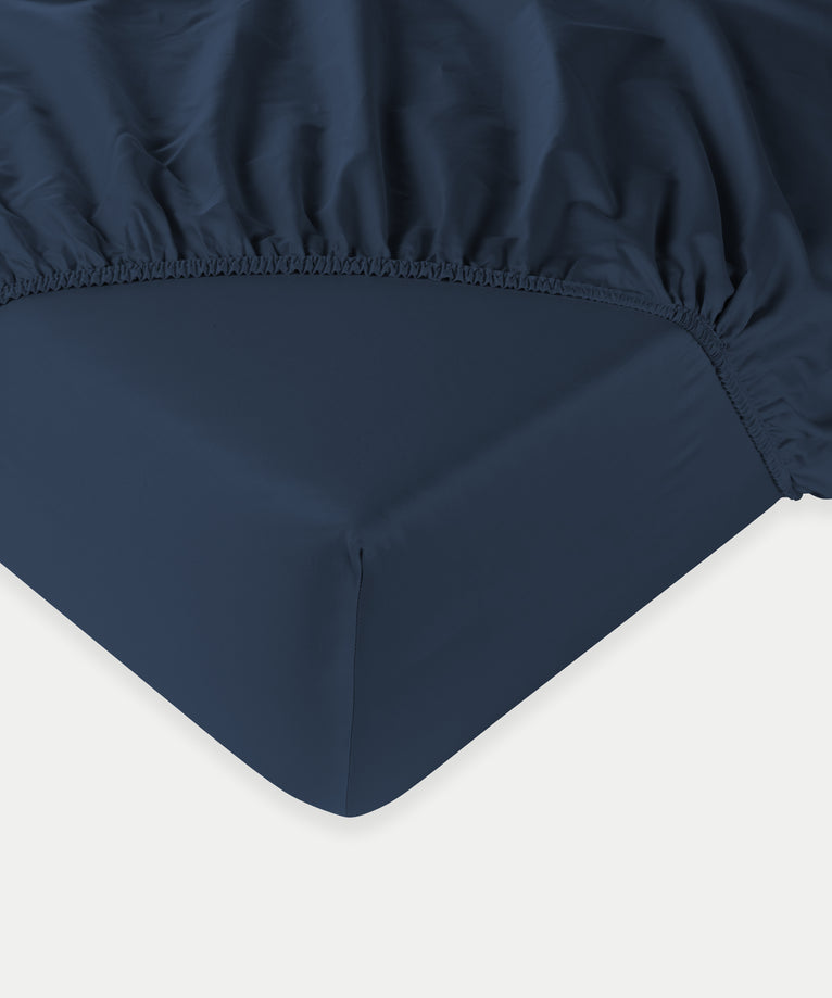 Spannbettlaken ägyptische Baumwolle Satin 400TC | Harbour Blue