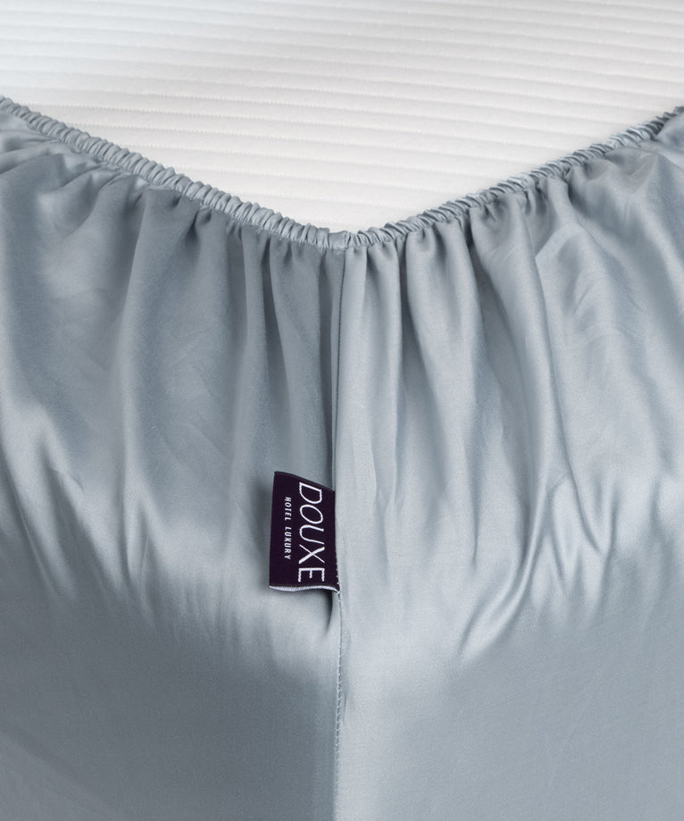 Spannbettlaken Ägyptische Baumwolle Satin 400TC | Misty Blue