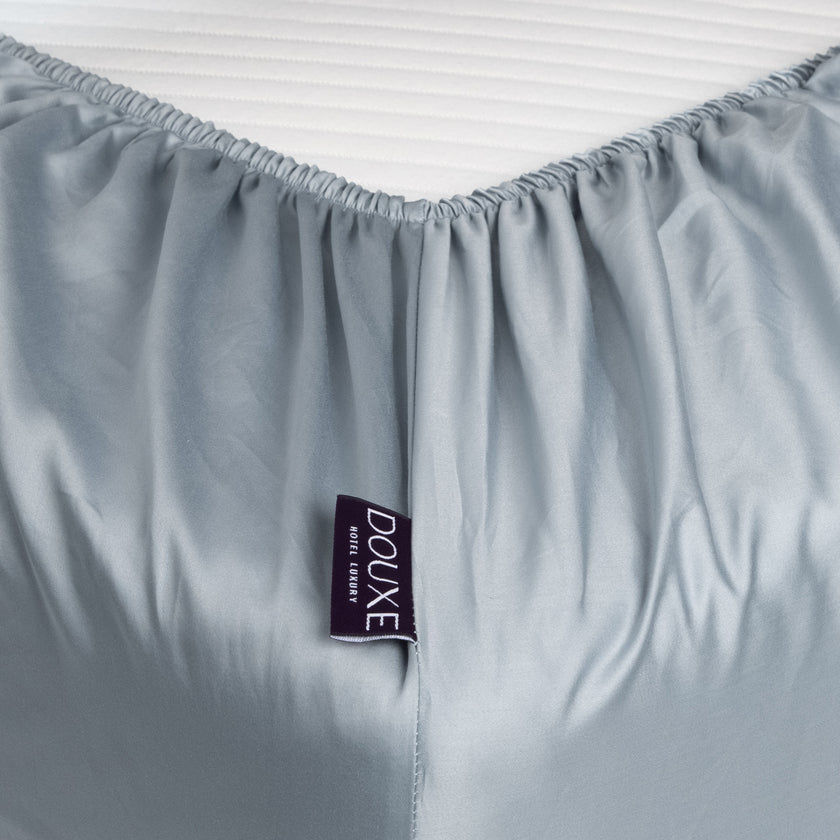 Spannbettlaken Ägyptische Baumwolle Satin 400TC | Misty Blue