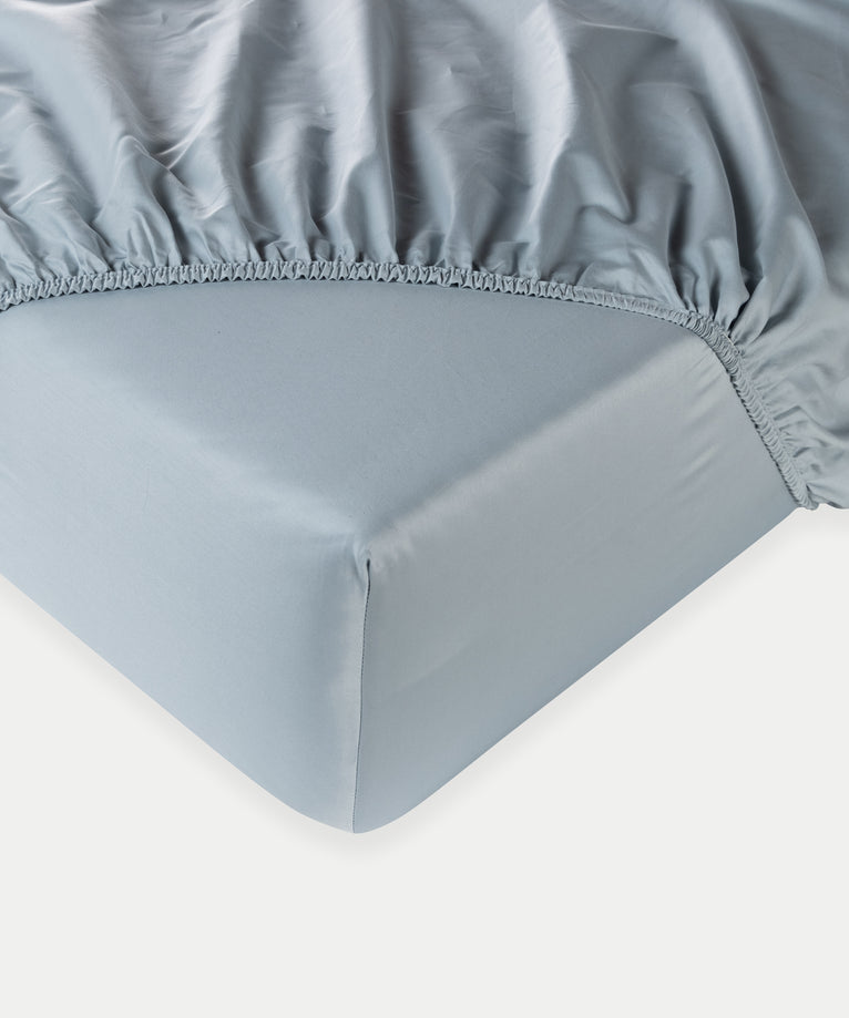 Spannbettlaken Ägyptische Baumwolle Satin 400TC | Misty Blue