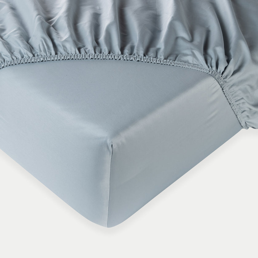 Spannbettlaken Ägyptische Baumwolle Satin 400TC | Misty Blue