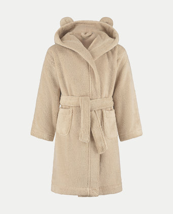 Kinderbademantel Zero-Twist-Baumwolle | Latte Kinderbadjas met capuchon en oortjes in de kleur latte
