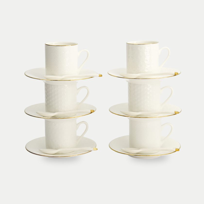 Tokyo Design Studio – Nippon White Gold Rim Espresso-Set (18-teilig)