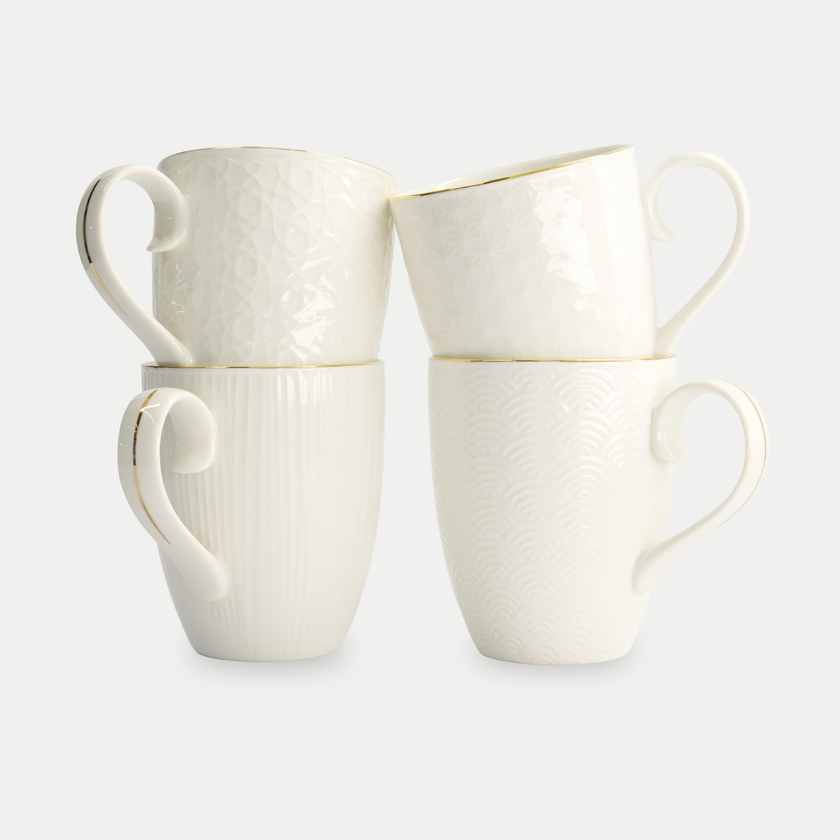 Tokyo Design Studio – Nippon White Gold Rim Tassen-Set (4-teilig)