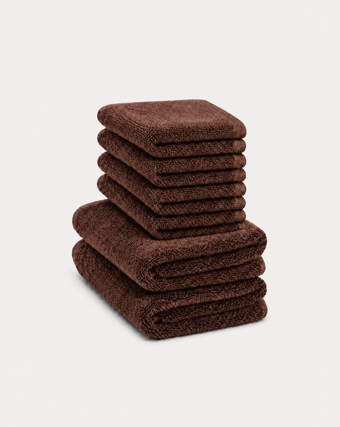 Gästehandtücher Zero-Twist-Baumwolle 30x30 cm (4 St.) + 40x60 cm (2 St.) | Chestnut