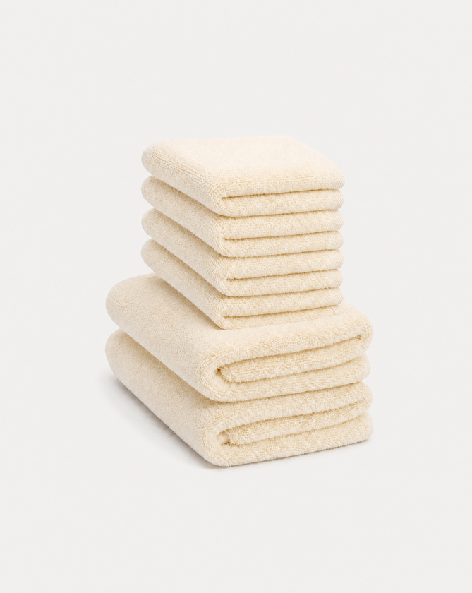Gästehandtücher Zero-Twist-Baumwolle 30x30 cm (4 St.) + 40x60 cm (2 St.) | Cream