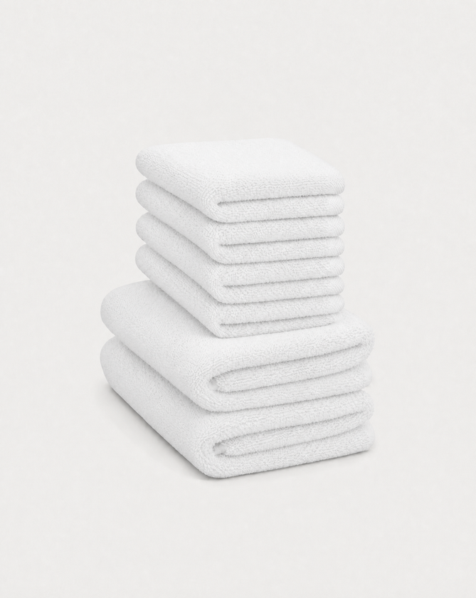 Gästehandtücher Zero-Twist-Baumwolle 30x30 cm (4 St.) + 40x60 cm (2 St.) | Weiß