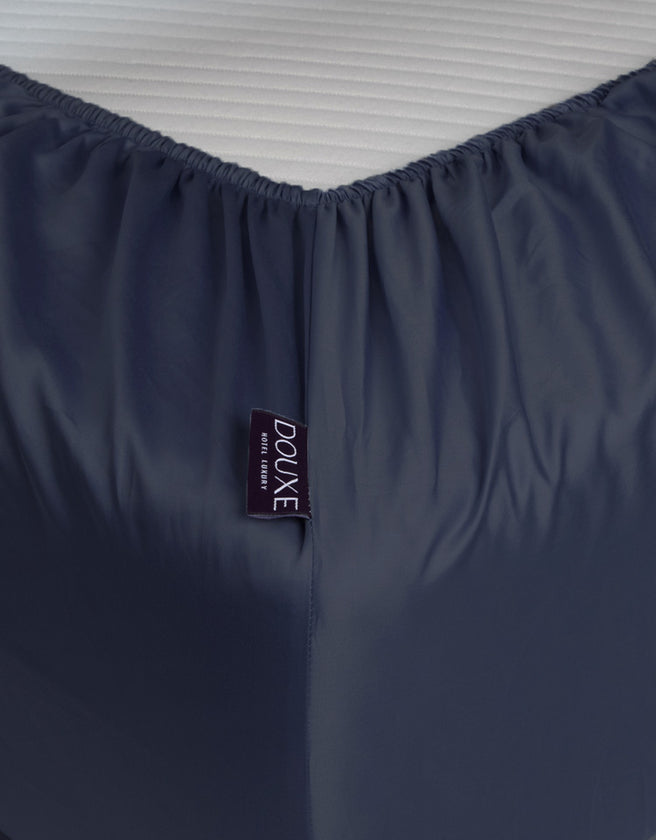 Spannbettlaken ägyptische Baumwolle Satin 400TC | Harbour Blue | Outlet