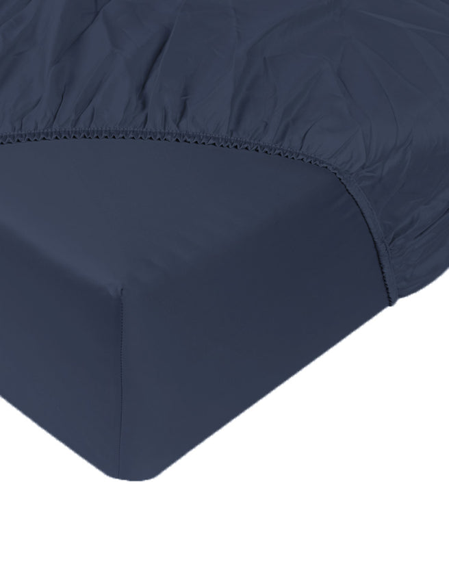 Spannbettlaken ägyptische Baumwolle Satin 400TC | Harbour Blue | Outlet