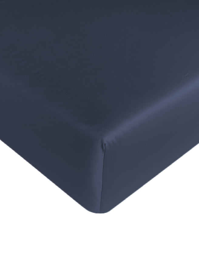 Spannbettlaken ägyptische Baumwolle Satin 400TC | Harbour Blue | Outlet