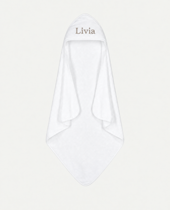 Baby-Badeponcho Zero-Twist-Baumwolle mit Bestickung | Weiß