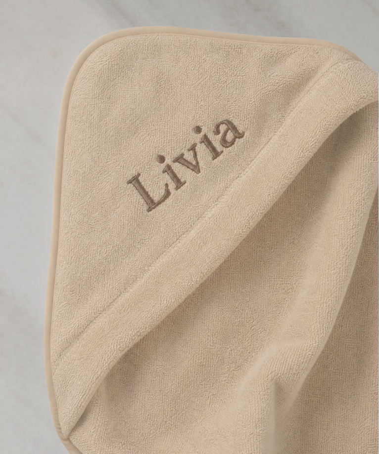 Baby-Badeponcho & Waschhandschuhe Latte