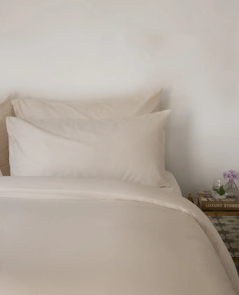 2er-Set Kissenbezüge Ägyptische Baumwolle Perkal 400 TC | Chalk White