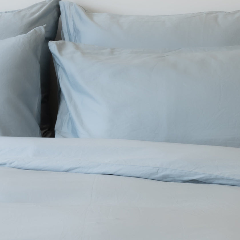 2er-Set Kissenbezüge Ägyptische Baumwolle Satin 400 TC | Misty Blue