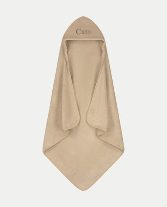 Baby Hooded Towel zero-twist cotton with embroidery | Latte