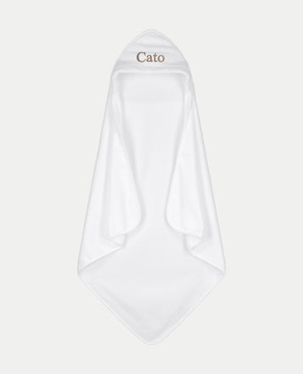 Baby Hooded Towel zero-twist cotton with embroidery | White