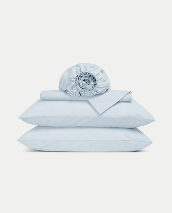 Bettwäsche Set & Spannbettlaken aus Perkal | Pastellblau