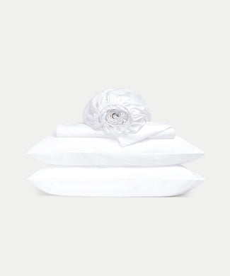 Bettwäsche Set & Spannbettlaken aus Satin | Weiß