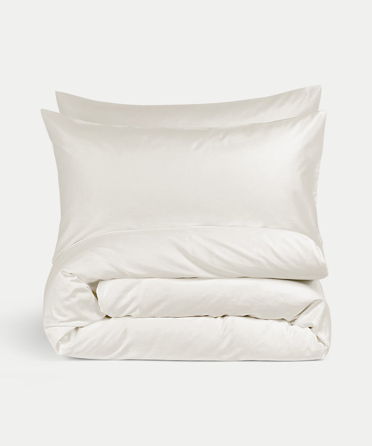 Bettwäsche-Set + Spannbettlaken aus ägyptischer Baumwolle Satin | Cream