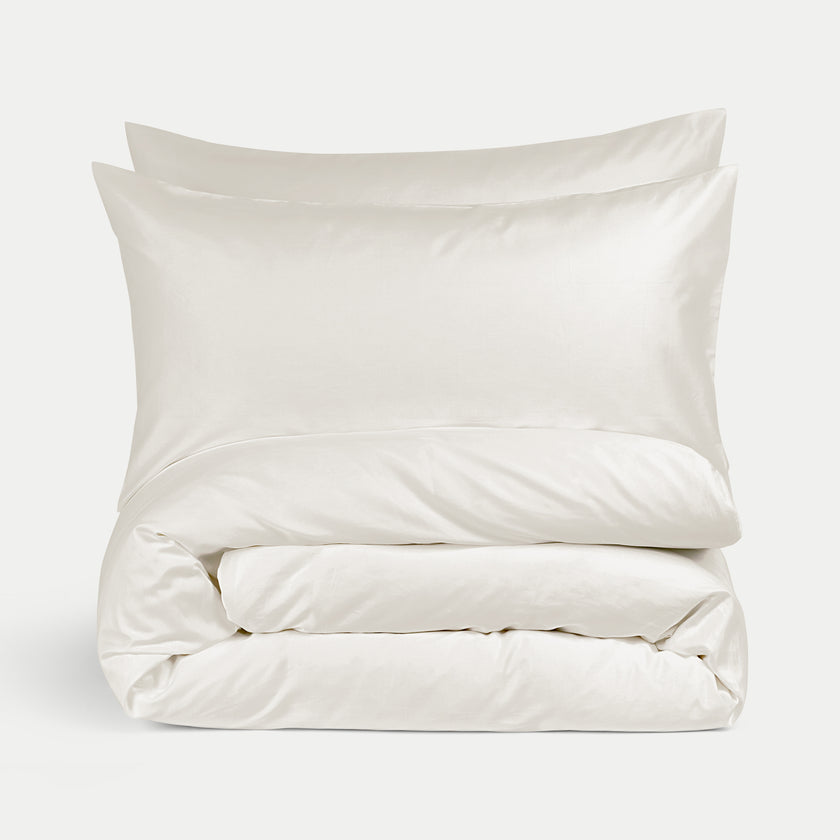 Bettwäsche-Set + Spannbettlaken aus ägyptischer Baumwolle Satin | Cream