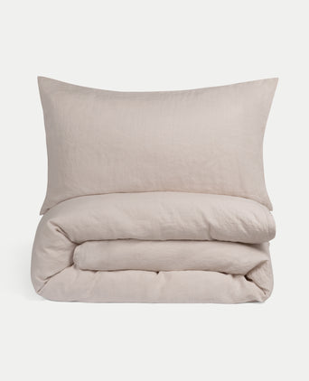 Bettwäsche Set & Spannbettlaken Gewaschenem Leinen | Oat