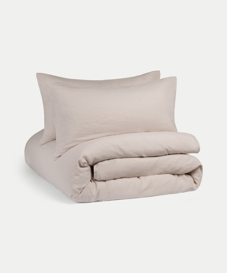Bettwäsche Set & Spannbettlaken Gewaschenem Leinen | Oat
