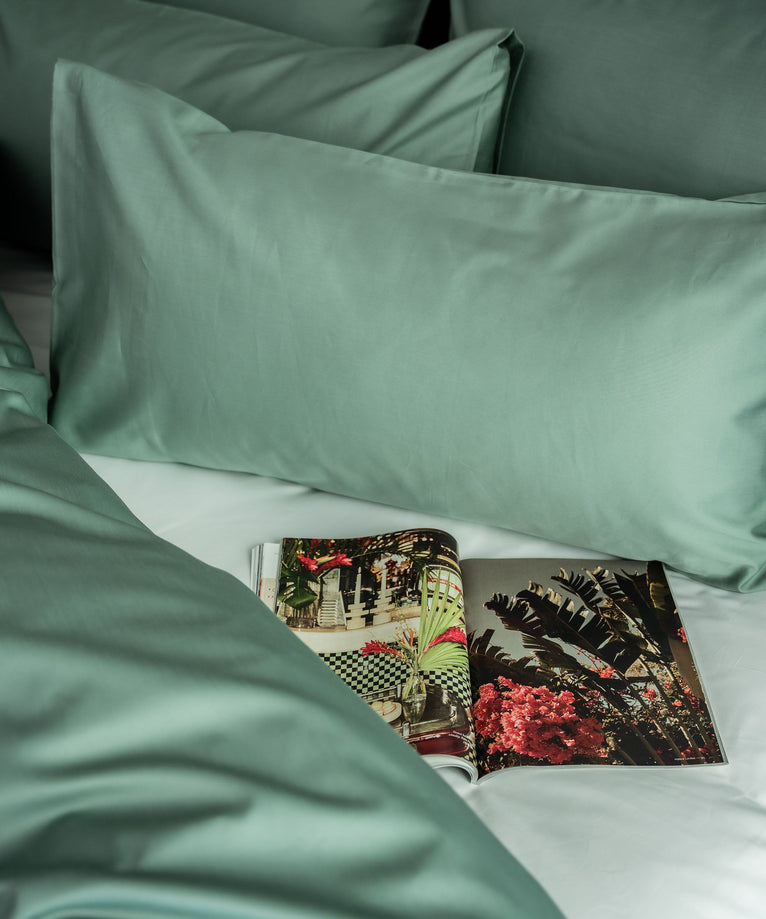 Set von 2 Kissenbezügen ägyptische Baumwolle 400TC Satin | Sage green