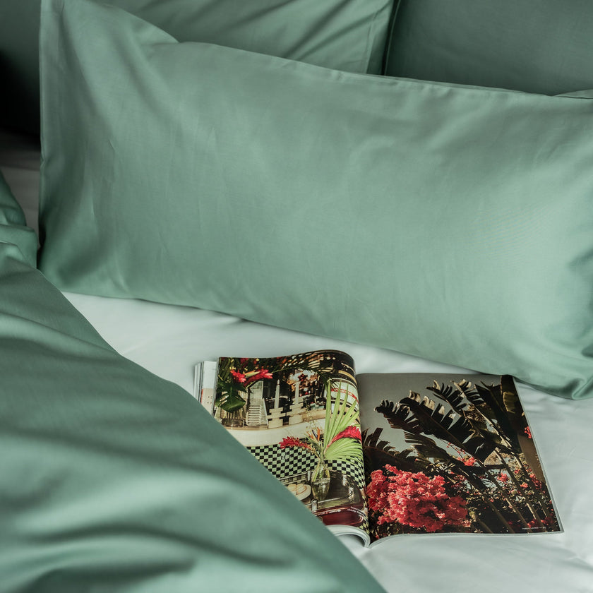 Set von 2 Kissenbezügen ägyptische Baumwolle 400TC Satin | Sage green