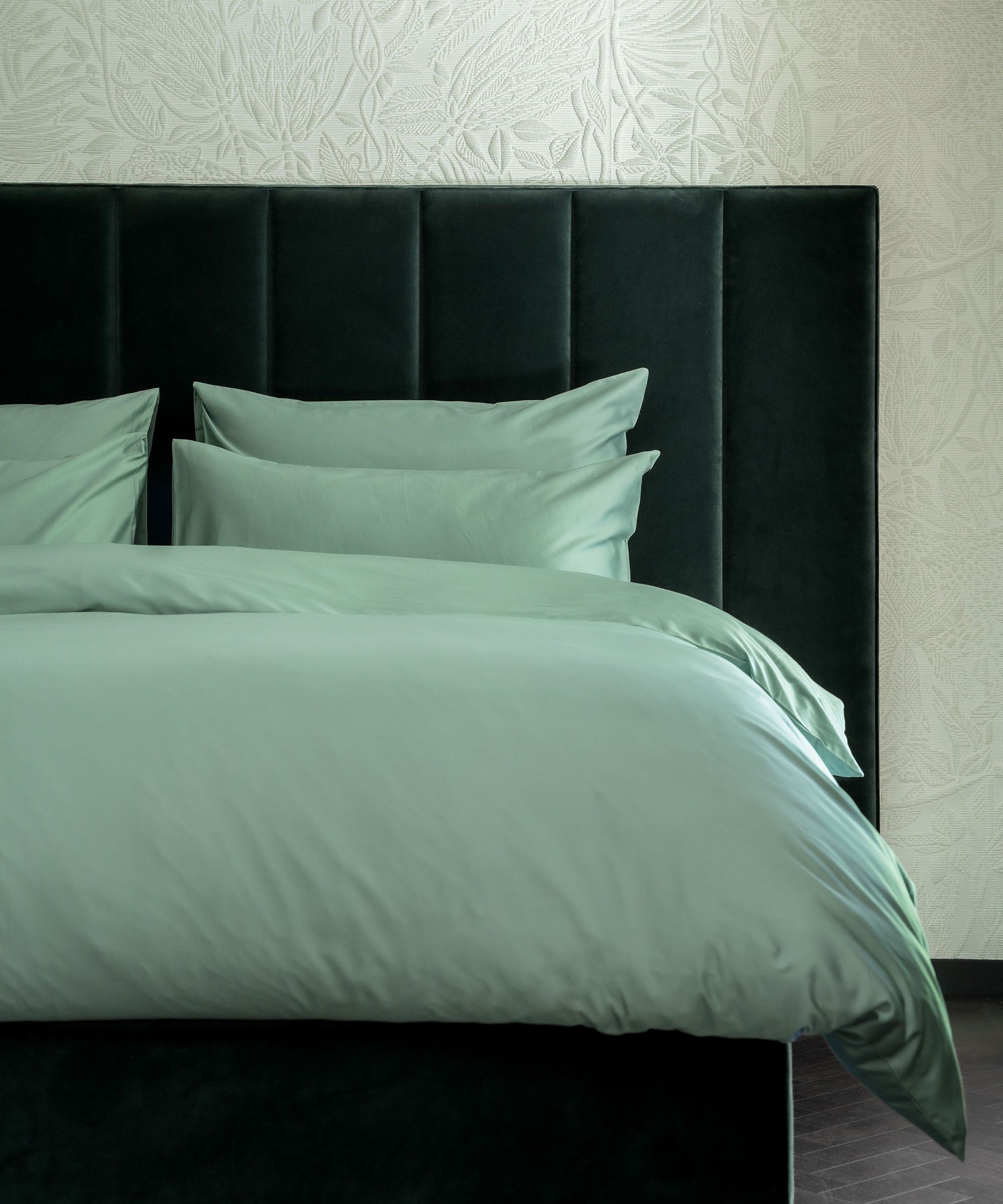 Bettbezug Baumwollsatin Grün – Sage Green | Luxus Bettbezug-Set DOUXE
