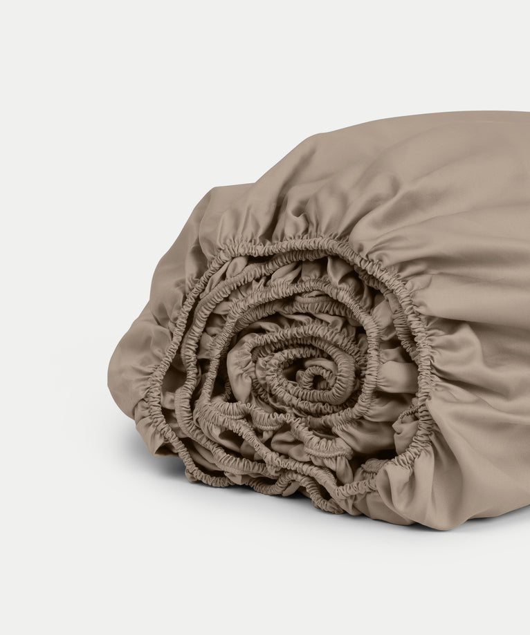 Spannbettlaken ägyptische Baumwolle Satin 400TC | Champagner