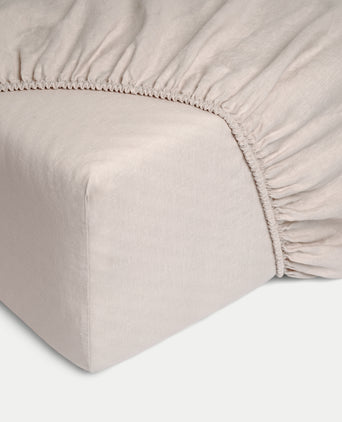 Bettwäsche Set & Spannbettlaken Gewaschenem Leinen | Oat