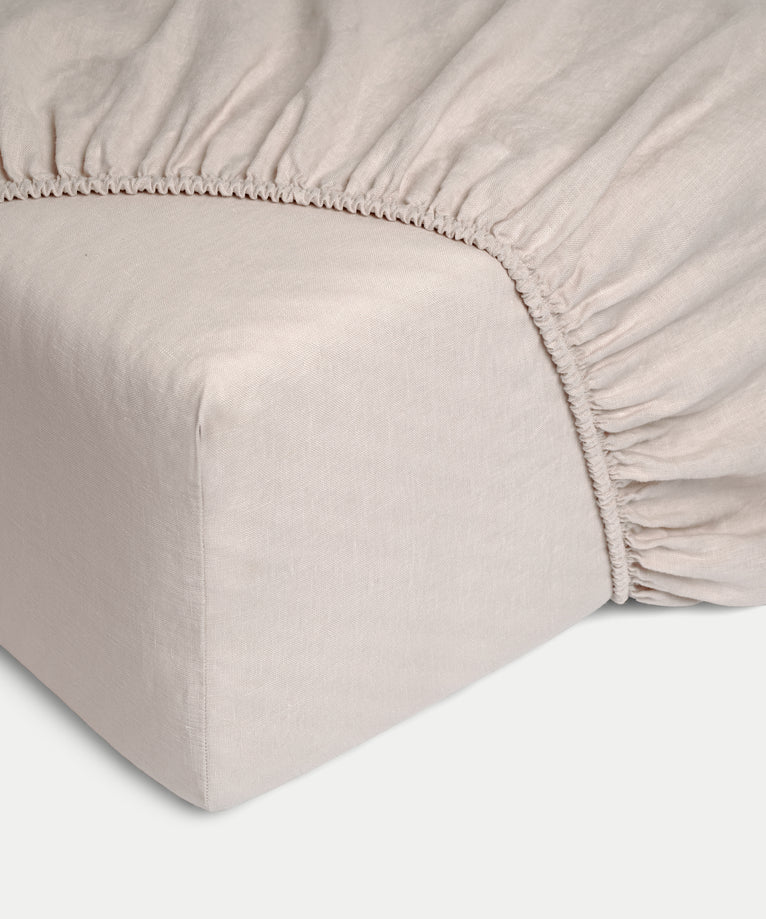 Bettwäsche Set & Spannbettlaken Gewaschenem Leinen | Oat