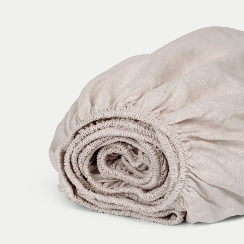 Bettwäsche Set & Spannbettlaken Gewaschenem Leinen | Oat